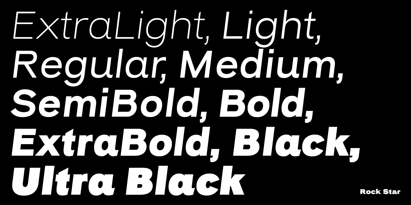 Przykład czcionki Rock Star Light Italic